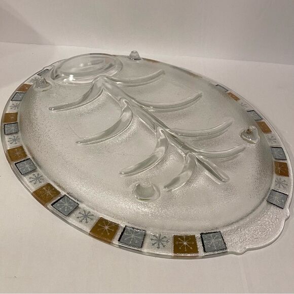 Mid Century MCM Inland Glass Atomic Starburst Pattern Meat Serving Platt… - Picture 5 of 6
